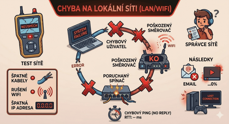 Diagnostika problémů s LAN a Wi-Fi sítí v domácnosti.