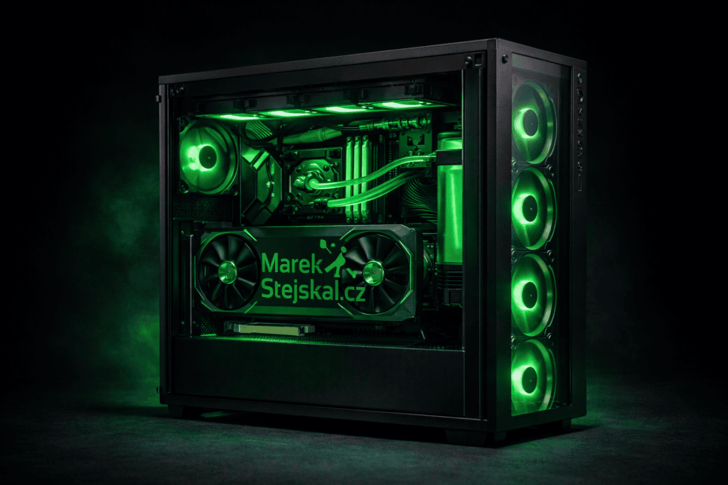RGB herní grafická karta s osvětlením a chladičem.
